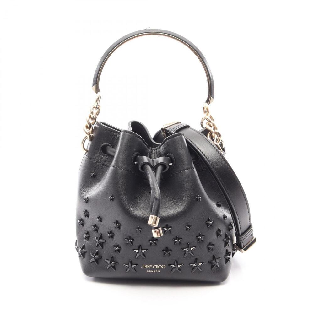 Jimmy Choo Bon Bucket 2-Way Handbag, Leather, Women's, Black